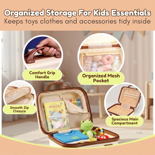 Image of Toy Imagine Makeup Suitcase for Women Vanity Box Hard Shell Cosmetic Travel Bag Portable Makeup Case Small Suitcase Style Organizer for Travel Waterproof Lightweight Makeup Storage with Elastic Band