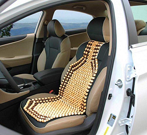 Image of Auto Oprema SW Bead Car Seat Wooden Cover Pad for Acupressure Sitting (Cream)