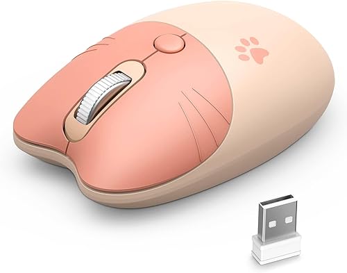 Ratón silencioso compacto inalámbrico con bonitos diseños de gatos, 2.4 GHz Plug and Play Mouse inalámbrico con nano receptor USB para