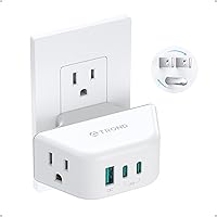 Vista 17 de TROND Extensor de salida con USB, divisor de pared con 2 tomas AC, 3 puertos USB, adaptador de enchufe de pared de diseño de 3 lados, elementos