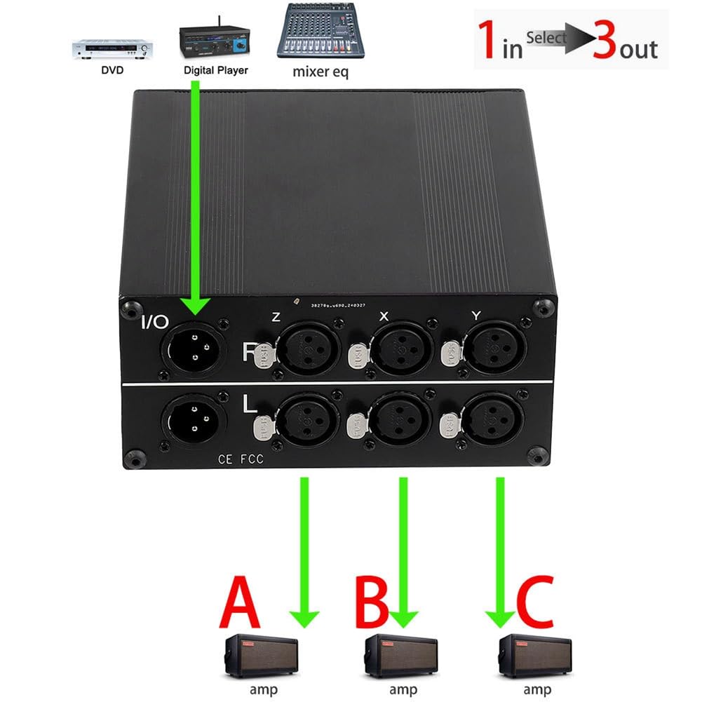 3-drożny przełącznik sygnału stereo XLR pasywny przełącznik wyboru sygnału audio zbalansowany 3 w 1 wyjście selektor audio przełącznik wyboru audio