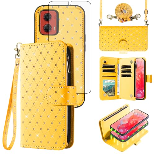 Protection Moto G Stylus 5G 2024 avec verre trempé et bandoulière jaune