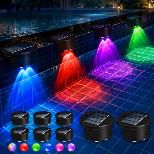 LAFULIT 8 Pack Solar Pool Side Lights, 5 Colors, IP65 Waterproof
