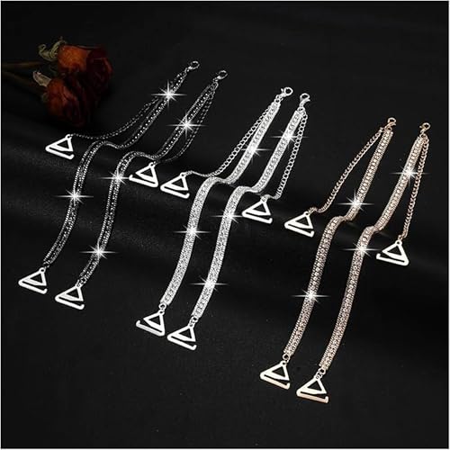 Image of CURATED CART 2 Pcs Adjustable Rhinestone Bra Straps for Women - Non-Slip Bling Shoulder Straps - Sexy Crystal Dress Accessories - Replacement for Wedding, Party Outfits and Beachwear