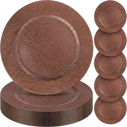 Mifoci 50 Pcs Faux Wooden Charger Plates 13 Inch...
