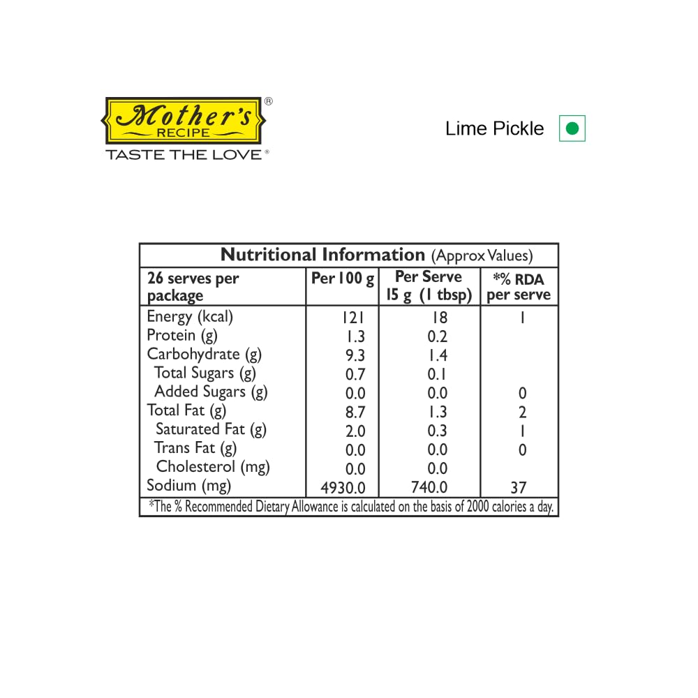 Mother's Recipe Lime Pickle Bottle, 400 g - Image 7 thumbnail