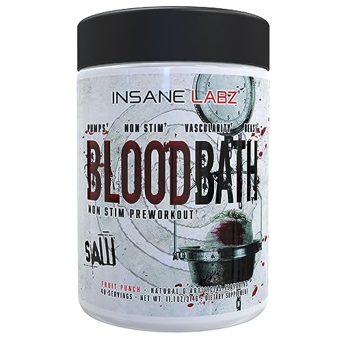 Insane Labz Saw® Bloodbath, Non-Stim Pump Pre Workout Powder with Nitrosigine®, OxyGold™, Agmatine Sulfate, L-Citrulline and Betainne Anhydrous, 40 Srvgs (Fruit Punch)