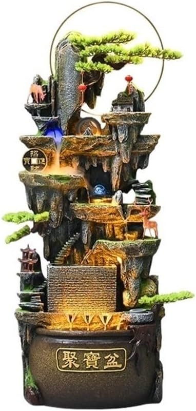 Modern Retro Waterfall Fountain with Lighting for Living Rooms,Entrances 149cm High Circulating Waterfall Fountain Attracts Wealth Floor-Standing Fountains