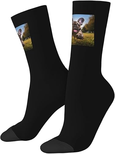Miniatura 2 de Swpwab Calcetines cálidos para perros Bulldog Francés, cómodos, transpirables, para hombres y mujeres, Blanco