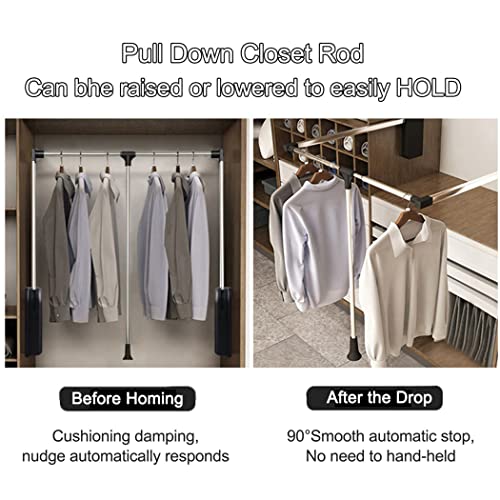 Wardrobe Lifting Clothes Rail Pull Down Closet Rod Clothes Hanger Rack Damping Buffer Hanger Organizer Storage System Soft Return Space Saving Load-Bearing 25Kg Closet Racks For Hanging Clothes #TOP1