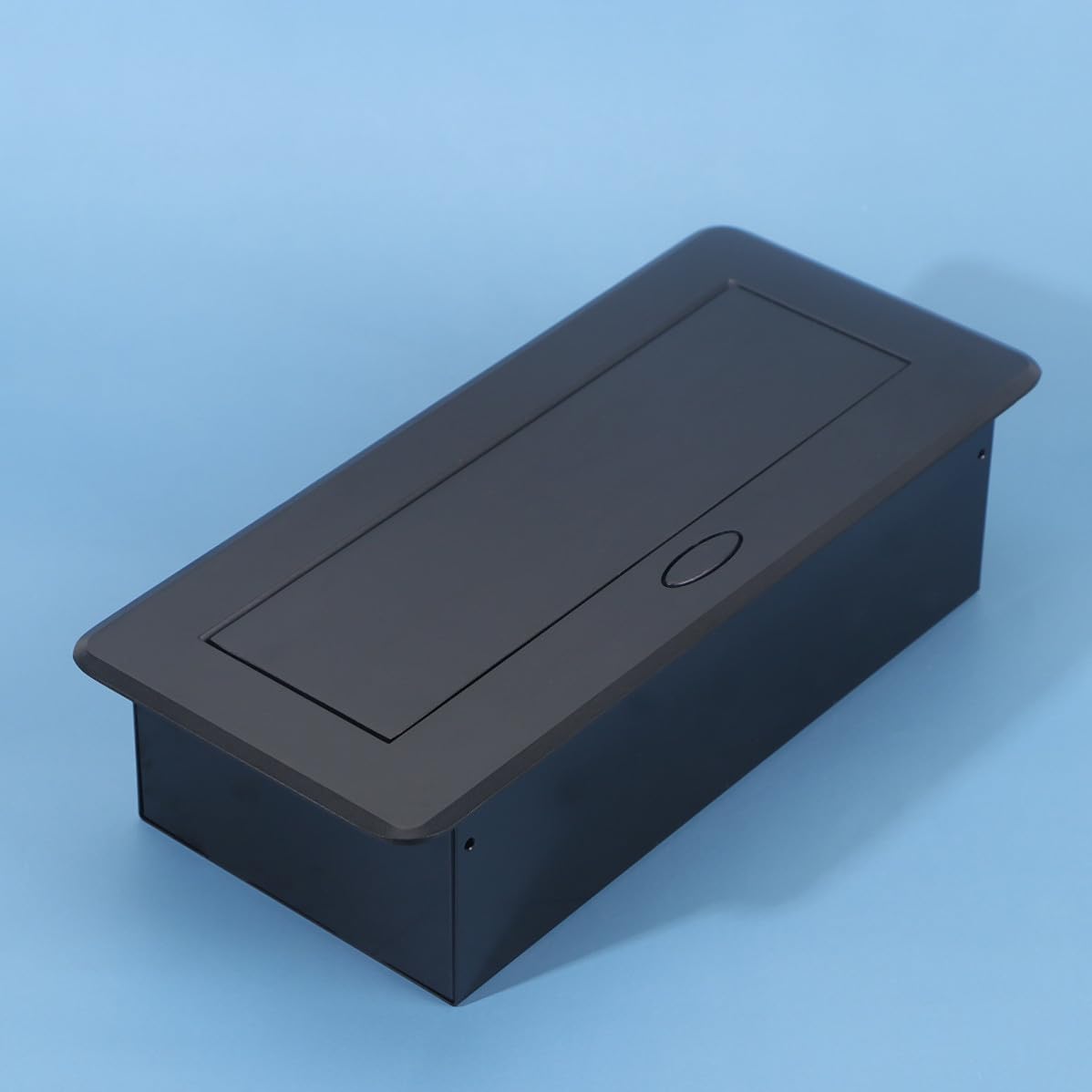 Regleta de Enchufes Empotrable Negra 3 Enchufes Europeos y Mecanismo Deslizante para Sala de Reuniones y Escritorio Resistente de Aleación de Aluminio