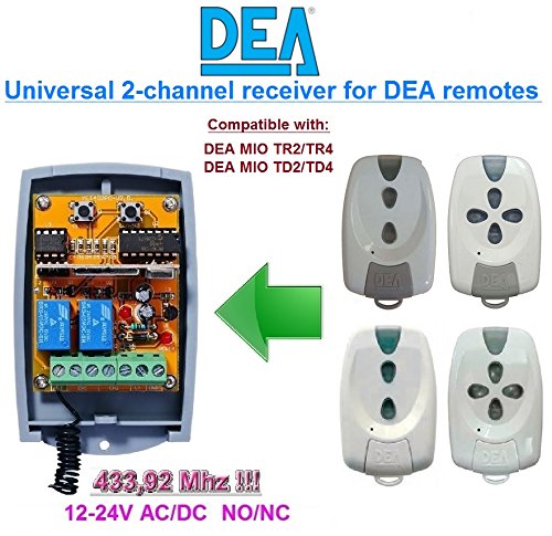 DEA Compatible Receptor. Universal de 2 canales receptor para Dea Mio TR2/TR4, DEA MIO TD2/TD4 mandos a distancia. 12  24 V AC/DC