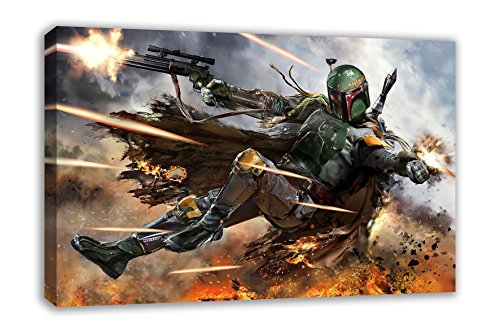 BOBA FETT STAR WARS VII THE FORCE AWAKENS CANVAS WALL ART (30” X 18”)