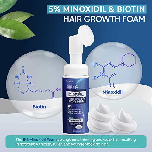 5% Minoxidil Foam Kit - Roller & 5% Minoxidil Hair Regrowth Treatment, Minoxidil & Biotin Helps Restore Thinning & Reduce Hair Loss Treatments For Men 60G 1-Month Supply #TOP1