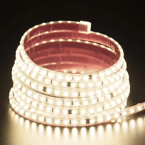 Image of AC 110V LED Strip Lights Outdoor Waterproof 32.8ft, 4000K Natural White Super Bright LED Rope Light, IP67 Flexible Cuttable, for Bedroom Under Kitchen Cabinets Garden Commercial House