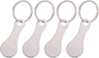 Gadpiparty Shopping Cart Key 4Pcs Shopping Trolley Tokens Key Rings Stainless Steel Key Rings Portable Trolley Removers Cart Quarter Keychain