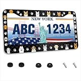 Cute Dog License Plate Frame Pet Paw Animal License Plate Holder Stainless Steel Rust-Proof Auto Par