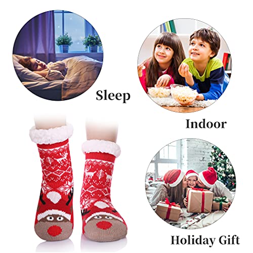 FNOVCO Kids Slipper Socks Boys Girls Fuzzy Soft Thick Cozy Warm Fleece lined Winter Indoor Christmas Socks3
