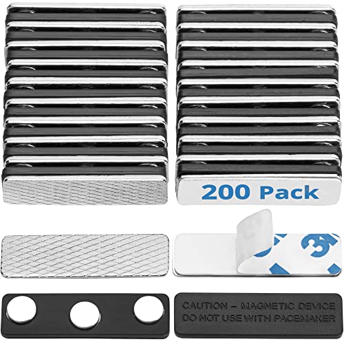 Mata1 Namensschilder-Magnete (200 Ausweishalter-Magnete, 44 mm x 12 mm), Namensschild-Rückseite mit 3 extra starken Neodym-Magneten für Ausweishalter Cover