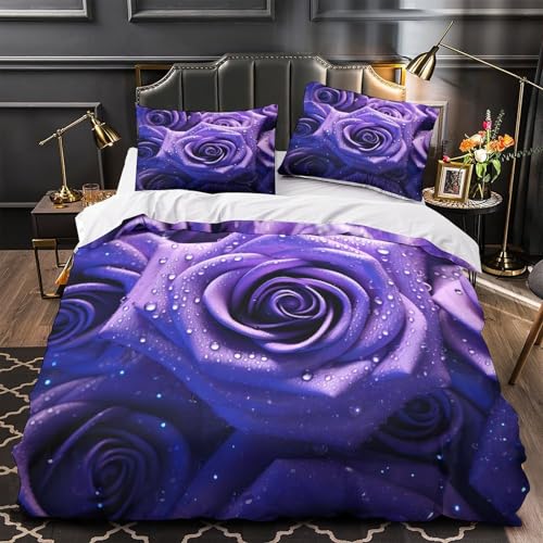 Housse de couette fermeture éclair respirante violette et parure de lit 3D