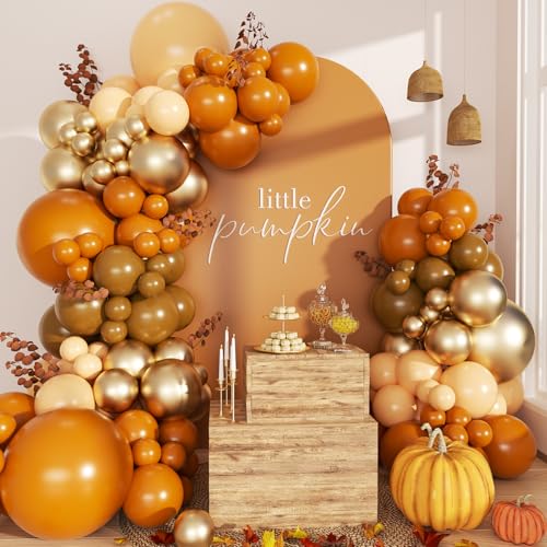 Burnt Orange Fall Balloon Arch Kit for Autumn Baby Shower Decorations by LANGASQUE - Used condition - US$6.79