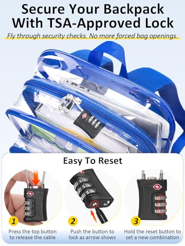 Image of Clear Backpack for School, Heavy Duty Clear Bookbag With a TSA Lock | 18 inch large clear bag, Durable PVC, For boys /girls /men /women /teens /adult, Ideal for work /sport /travel /daily life