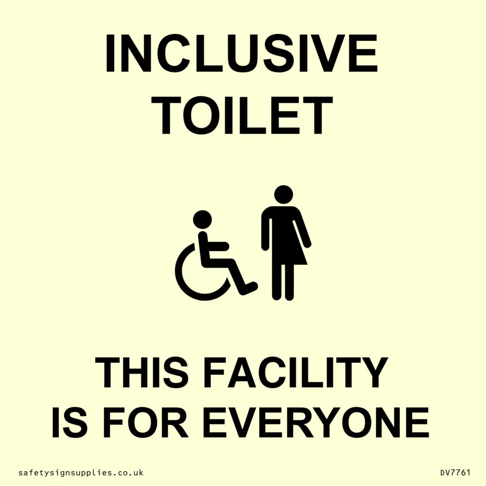 Schild 'Inclusive Toilet' – 100x100 Mm, Nachleuchtendes Vinyl, S10, Für Barrierefreie & Geschlechtsneutrale Toiletten