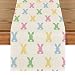 Artoid Mode Green Pink Bunny Rabbit Easter Table Runner, Spring Kitchen Dining Table Decoration for Home Party Decor 13x72 Inch