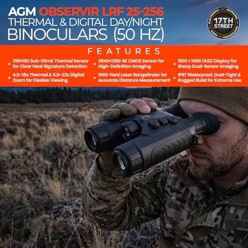 Binocular térmico y digital AGM ObservIR LRF 25-256 miniatura 3