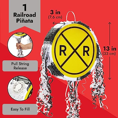 Blue Panda YLYGY Railroad Crossing Sign Pull String Pinata For Train Birthday Party Decorations thumb #2