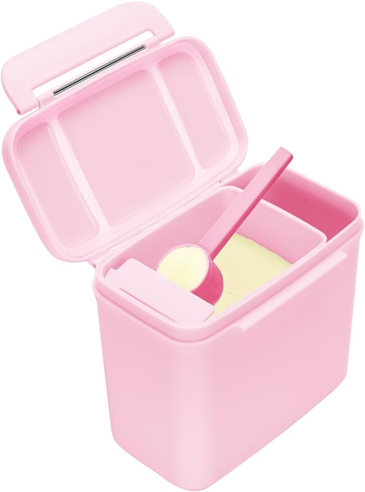 Formula Dispenser - Ankou Portable Formula Powder Dispenser with Leveller - BPA Free Airtight Milk Powder Pot Box - Food Storage Container (Pink 600ML)