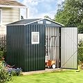 6x4FT Outdoor Steel Storage Shed with Clear Window, Lockable Doors, Weather-Resistant Metal Tool Shed for Garden, Backyard, Patio, and Utility Storage