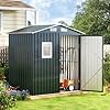 6x4FT Outdoor Steel Storage Shed with Clear Window Lockable Doors Weather Resistant Metal Tool Shed for Garden Backyard Patio and Utility Storage