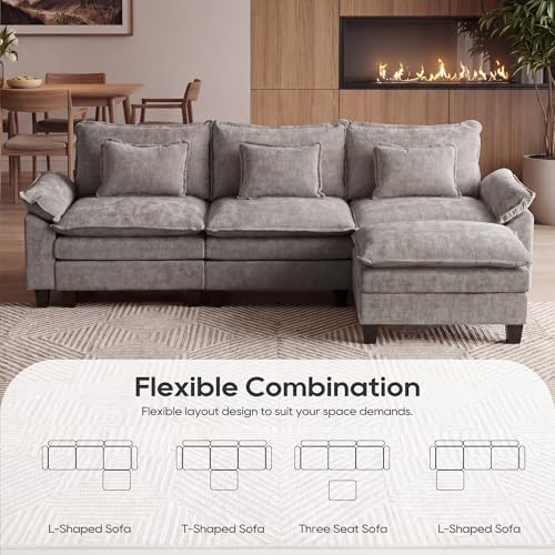 Image of URRED Oversized Modular Sectional Sofa,Gray:122 inch L Shaped