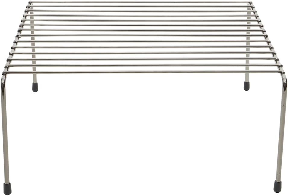 Freestanding Shelf Helper for Dinnerware by Home Basics | Storage Organizer for Cabinets or Countertop | Holds Plates, Bowls, Cups, and More | Rubber Feet