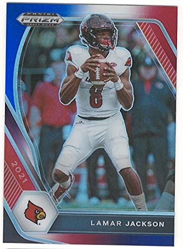 2021 Panini Prizm Draft Picks Prizms Red White and Blue #26 LAMAR JACKSON NM+-MT+ Louisville Cardinals Football