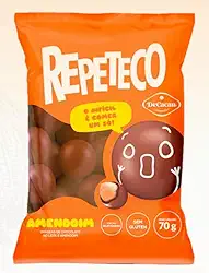 Repeteco DeCacau – 2 pacotes 70g cada Drágeas Chocolate Gramado Sem Glúten | Seguro para Celíacos (Chocolate ao leite com amendoim)