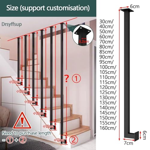 Sécuriser un escalier glissant avec la rampe en fer de 1,5 m en forme de L