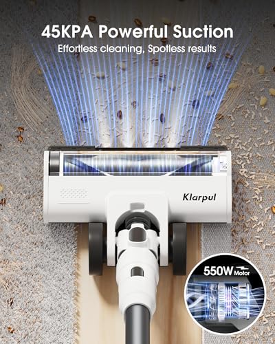 Cordless Vacuum Cleaner 550W 45KPA, Fast Charging, Long Runtime for Home & Pet Hair