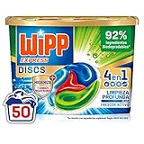 Luminosidad radiante: Wipp Express DISCS Higiene & Antiolores detergente en cápsulas para lavadora ofrece una limpieza profunda con blanqueante óptico aportando más brillo que nunca a tus prendas