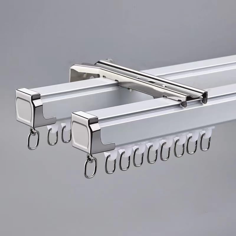 Curtain System - Rodillos silenciosos de 2 capas para montaje en techo o pared, 180 cm/260 cm, acabado blanco, perfecto para decoración del hogar y la oficina