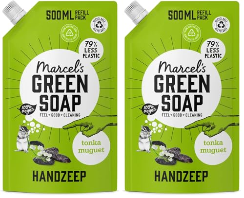 Marcel's Green Soap - Hand Soap Refill Tonka & Muguet - Handwash Dispenser Refill - 100% Eco friendly - 100% Vegan - 97% Biodegradable - 500 ML (Pack of 2)