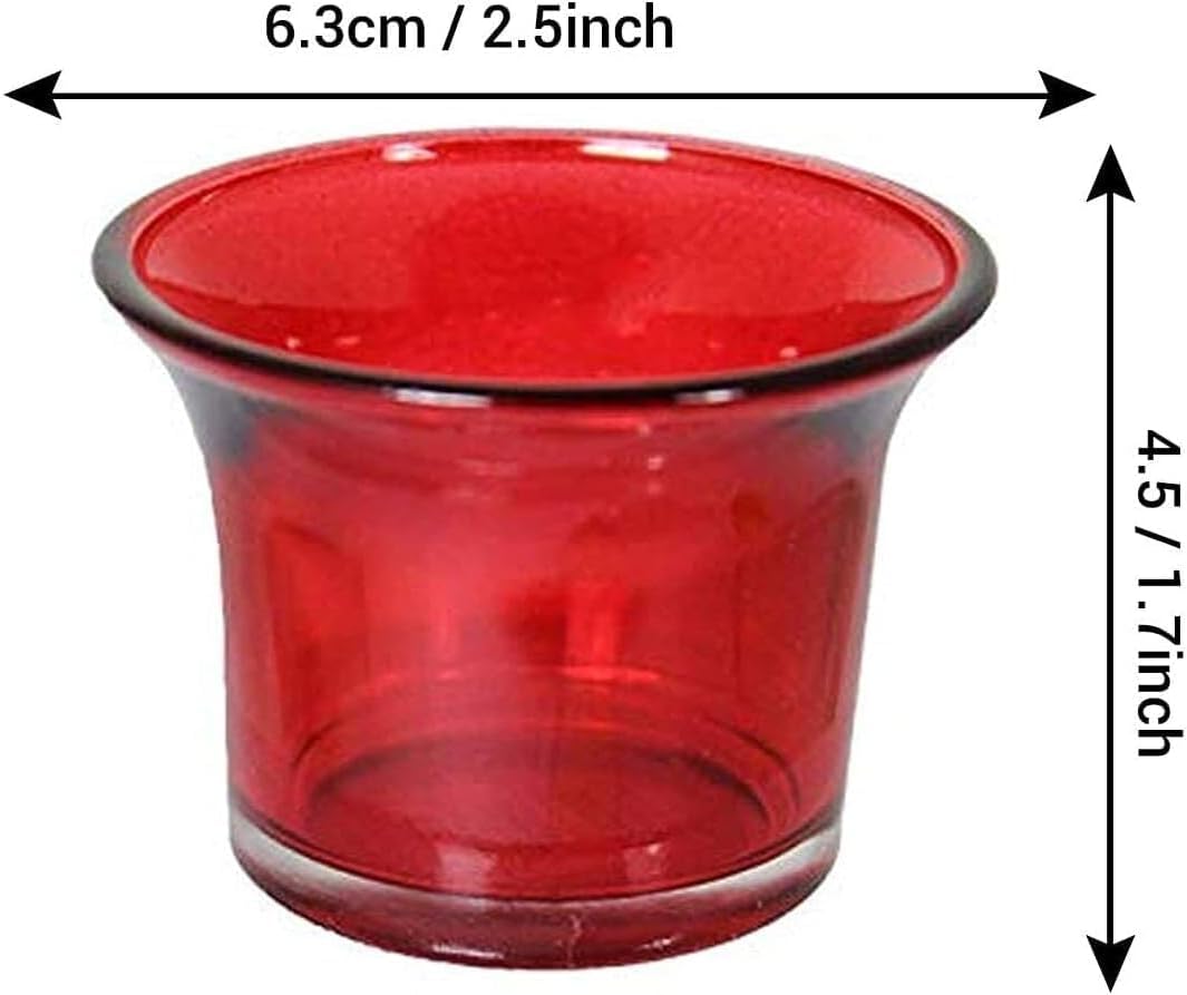 RSGM Set of 6 Votive Red Glass Tealight Candle Holders for Any Party Decoration