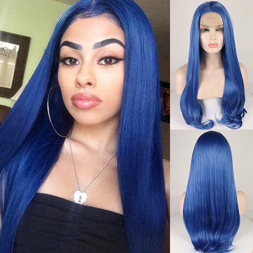 Party Queen - Peluca de encaje sintético con aspecto realista, pelo largo natural ondulado con pelucas resistentes al calor para mujer