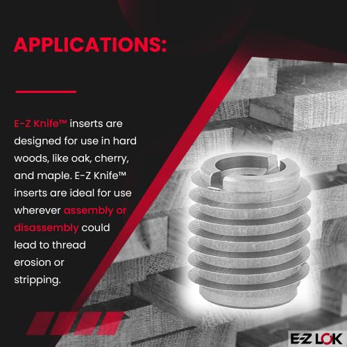 Image of E-Z Lok 400-4-CR 400-4 Threaded Insert, Stainless Steel, 0.500 inch L, Knife Thread, 1 /4 inch-20 Internal Threads, 0.625 inch, 18-8 Stainless Steel (Pack of 10)