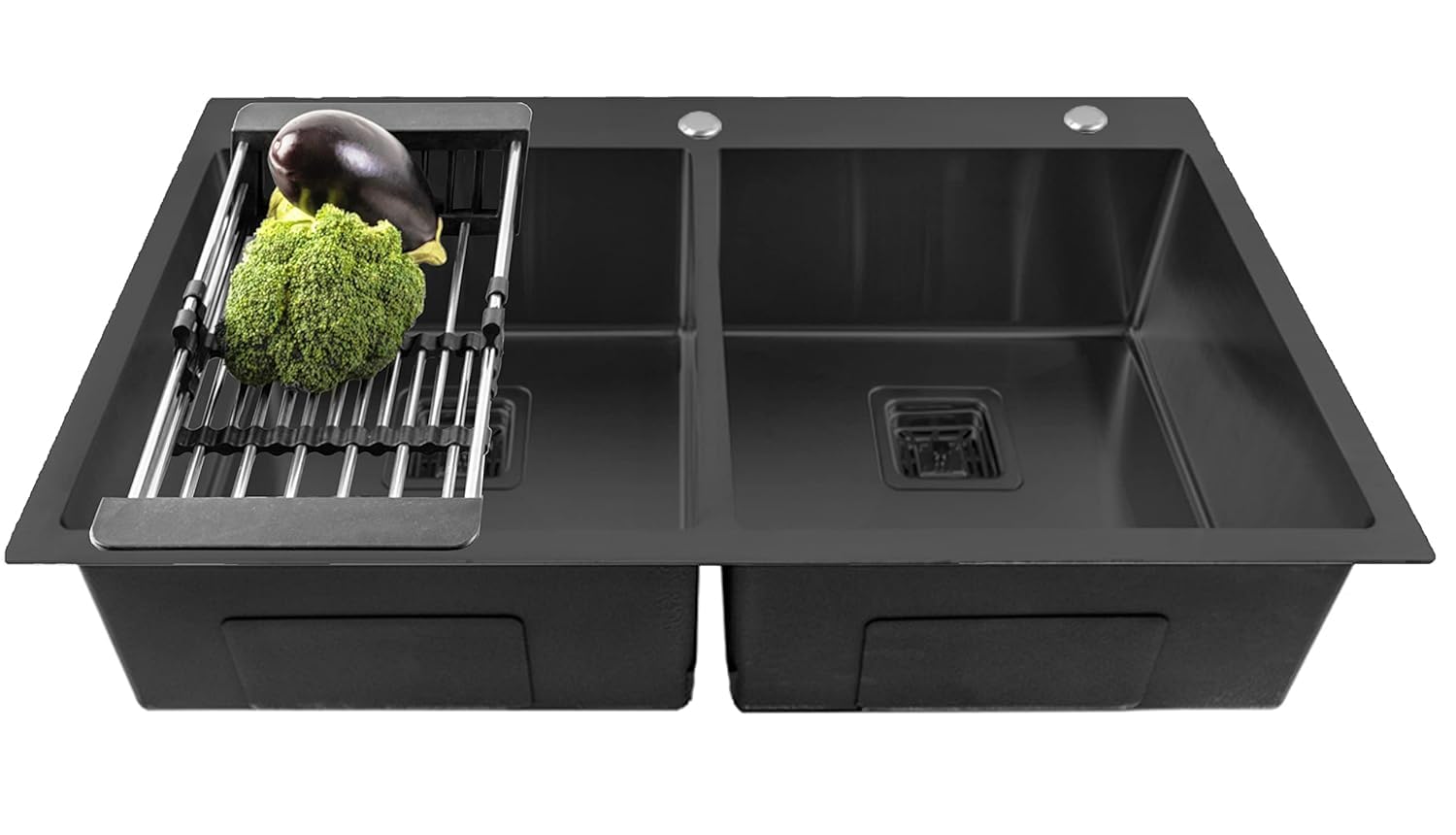 Fossa 37"x18"x10" Double Bowl With Tap Hole 304 Grade Stainless Steel Handmade Kitchen Sink Black FS-11D Black (B09RQQK4N7) Amazon Price History, Amazon Price Tracker