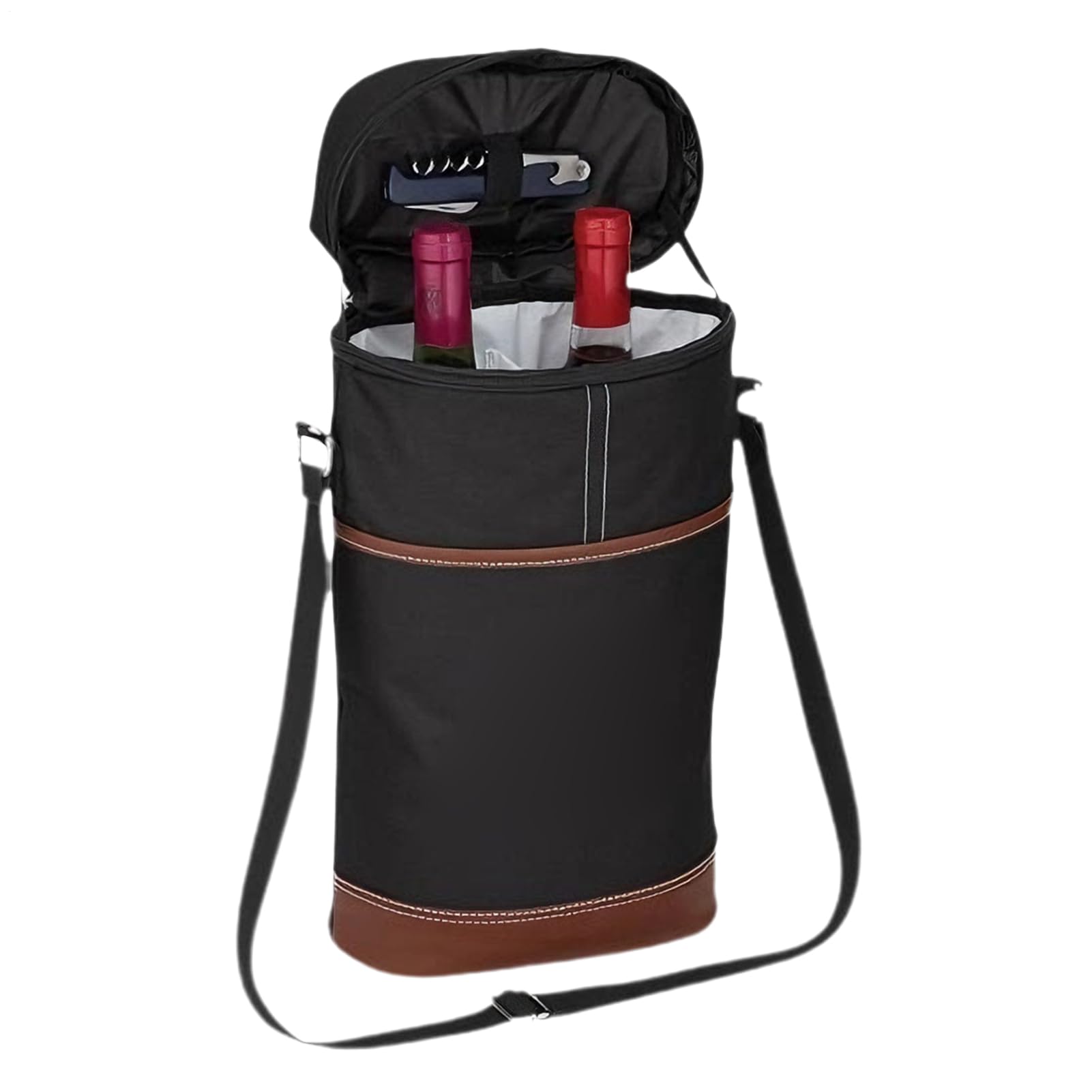 Bottle Bag Cooler - 2 Bottles Insulated Tote Storage Pouch -eusable Wine Carrier For Beach, Traveling, Work Lunches, Trips, Hiking, Camping, Picnicking, Women, Men