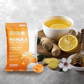 Manuka Doctor Cough Drops, Manuka Middles, 30 Drops (Pack of 1) Throat Lozenges Infused with Raw Manuka Honey, Vitamin C & Ginger for Immune Support, Helps Soothe Sore Throat