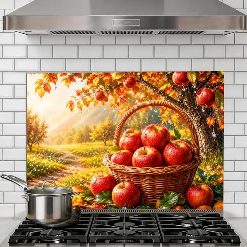 Cmialusie Autumn Apple Basket Peel and Stick Backsplash 35.4x23.6 in