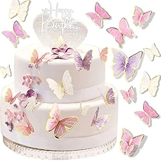 Butterfly Cake Toppers Birthday Decoration Kit,3D Rose Gold Glitter Butterfly Cupcake Toppers for Birthday Party Baby Shower Wedding Party Decoration 30pcs (Butterfly)